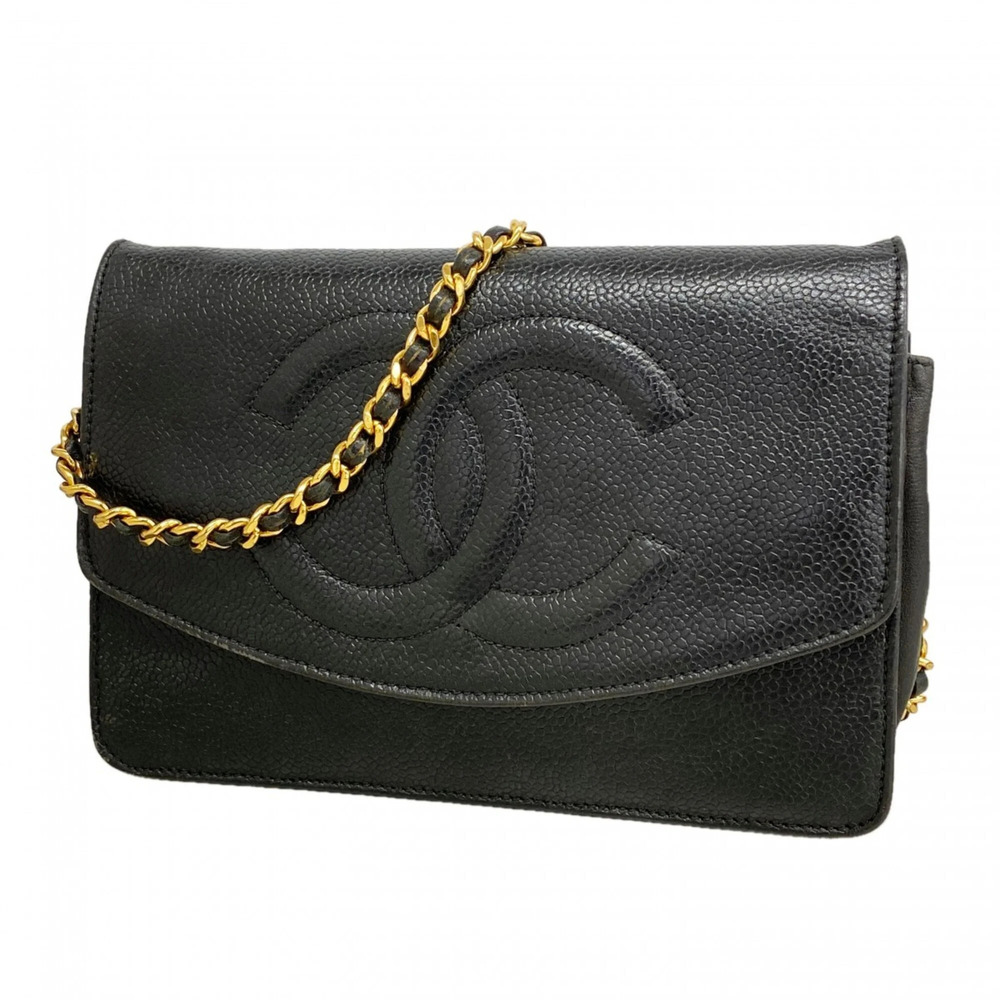 CHANEL Black Caviar Leather Wallet